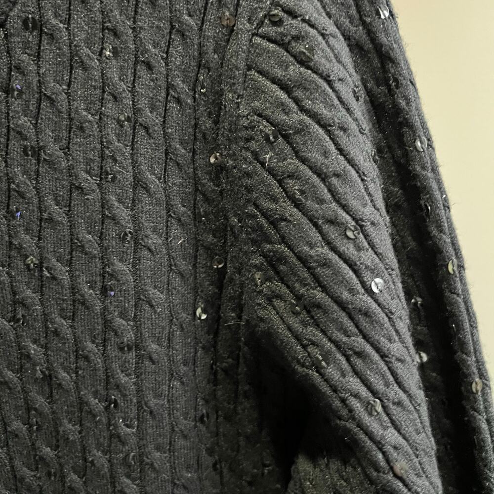 Pendleton V-neck Cable Knit Sweater with sequins Size Medium Silk Cashmere Blend - Picture 7 of 7